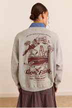 Damson Madder Local Fixers Graphic Sweat in Grey Marl