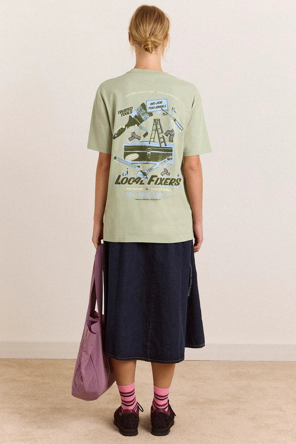 Damson Madder Local Fixers Graphic Tee in Pine Short Sleeve