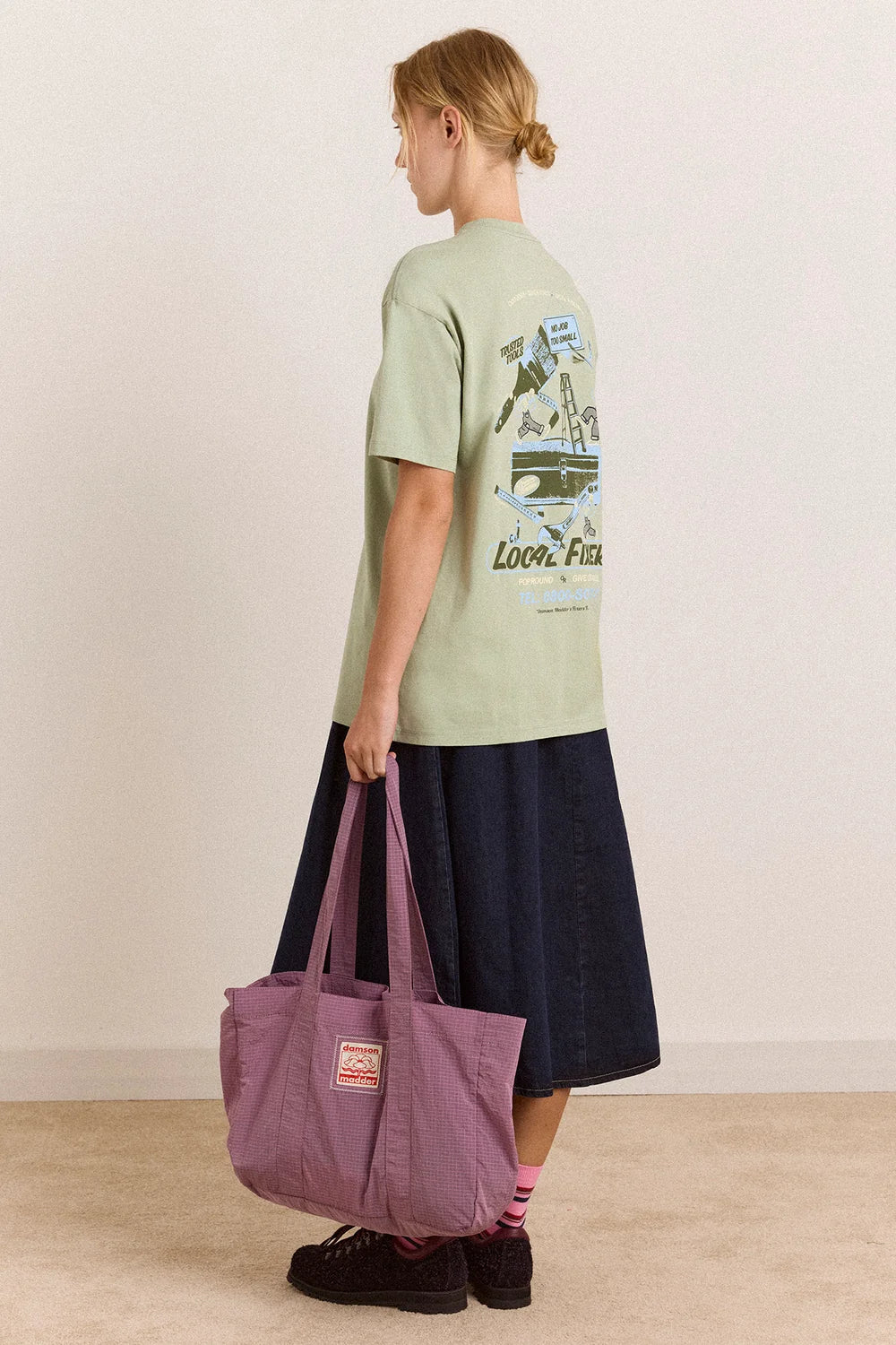 Damson Madder Local Fixers Graphic Tee in Pine Short Sleeve