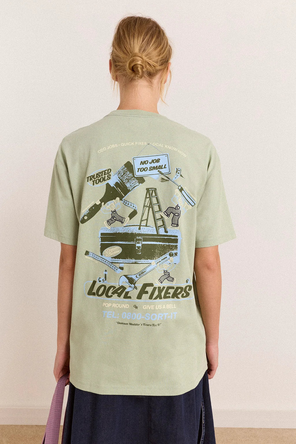 Damson Madder Local Fixers Graphic Tee in Pine Short Sleeve