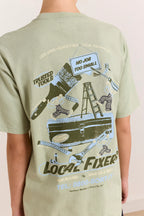 Damson Madder Local Fixers Graphic Tee in Pine Short Sleeve