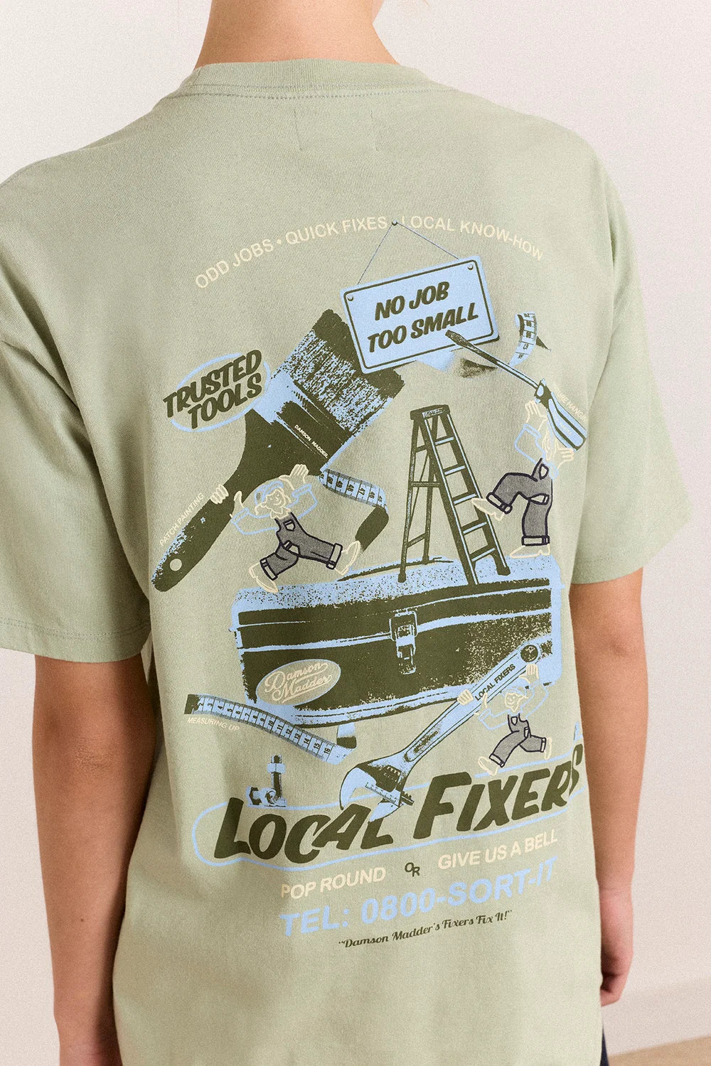 Damson Madder Local Fixers Graphic Tee in Pine Short Sleeve