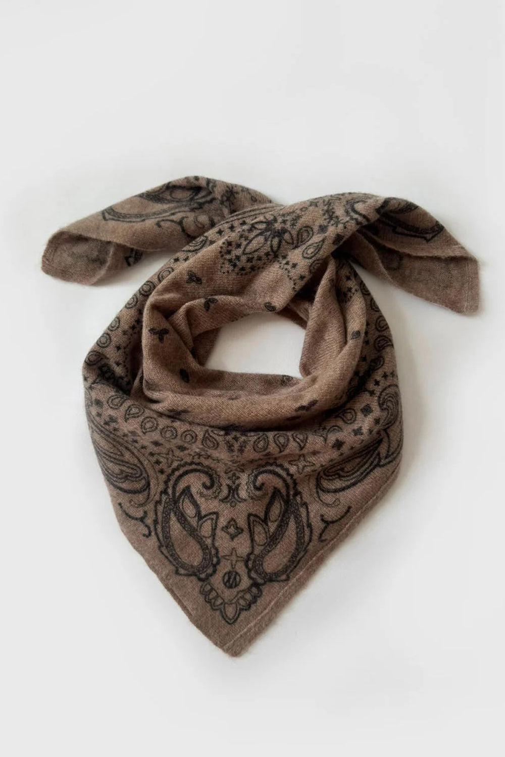 Lescarf Cashmere Paisley Scarf in Greige 65cm