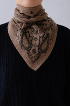 Lescarf Cashmere Paisley Scarf in Greige 65cm