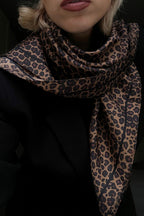 Lescarf Silk Leo Scarf in Black and Brown 80cm