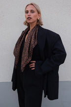 Lescarf Silk Leo Scarf in Black and Brown 80cm