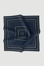Lescarf Silk Paisley Scarf in Navy 50cm
