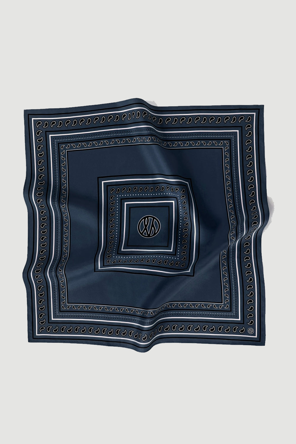 Lescarf Silk Paisley Scarf in Navy 50cm