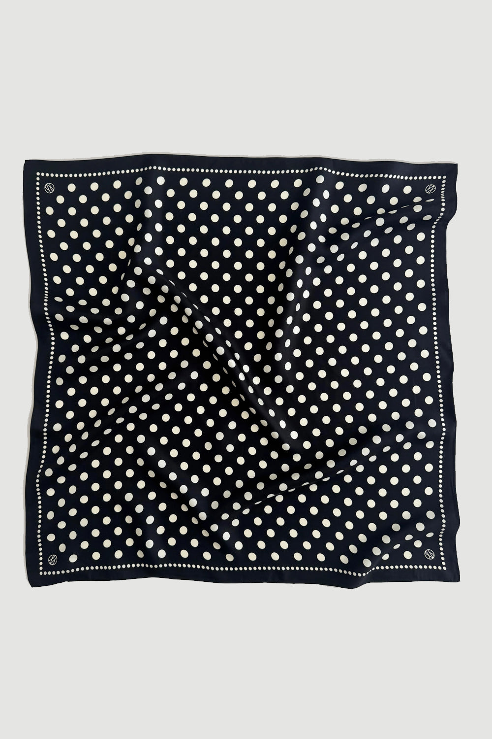 Lescarf Silk Polkadot Scarf in Black and White 65cm