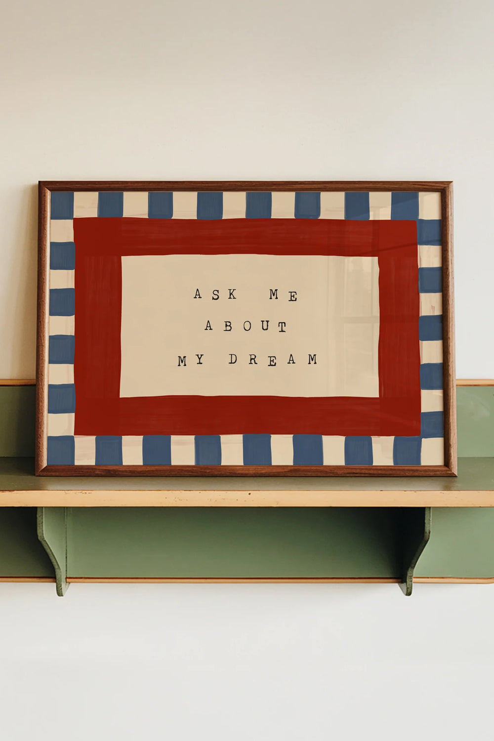 Lune Club Ask Me About My Dream A4 Poster in Blue & Red