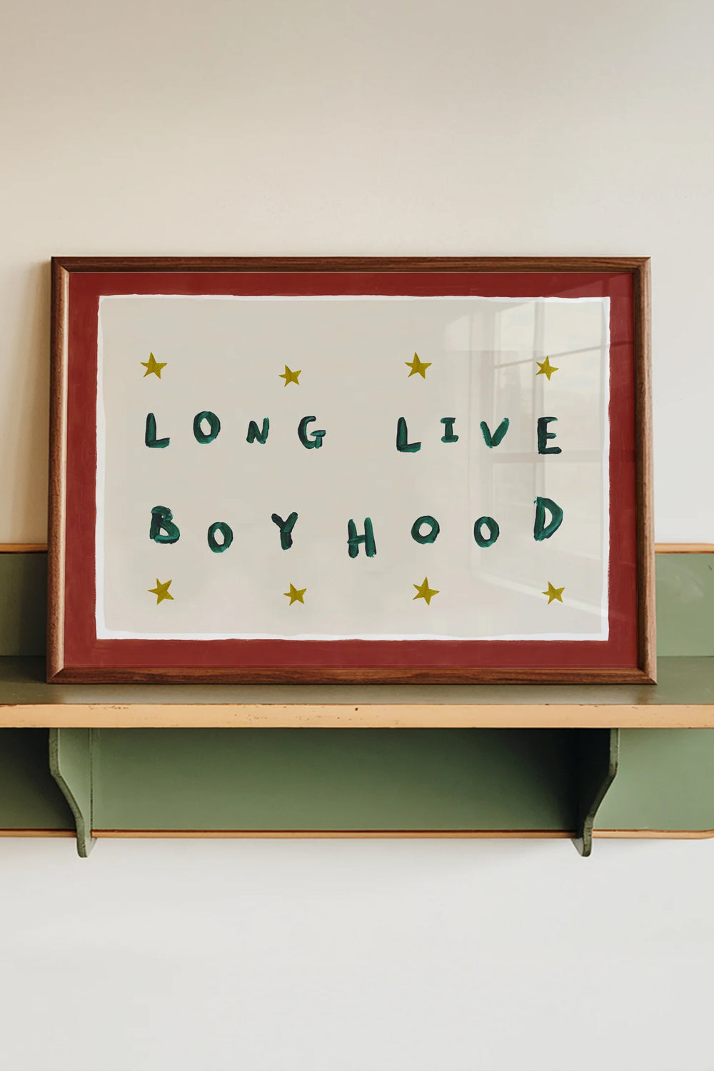 Lune Club Long Live Boyhood A4 Poster in Red & Green