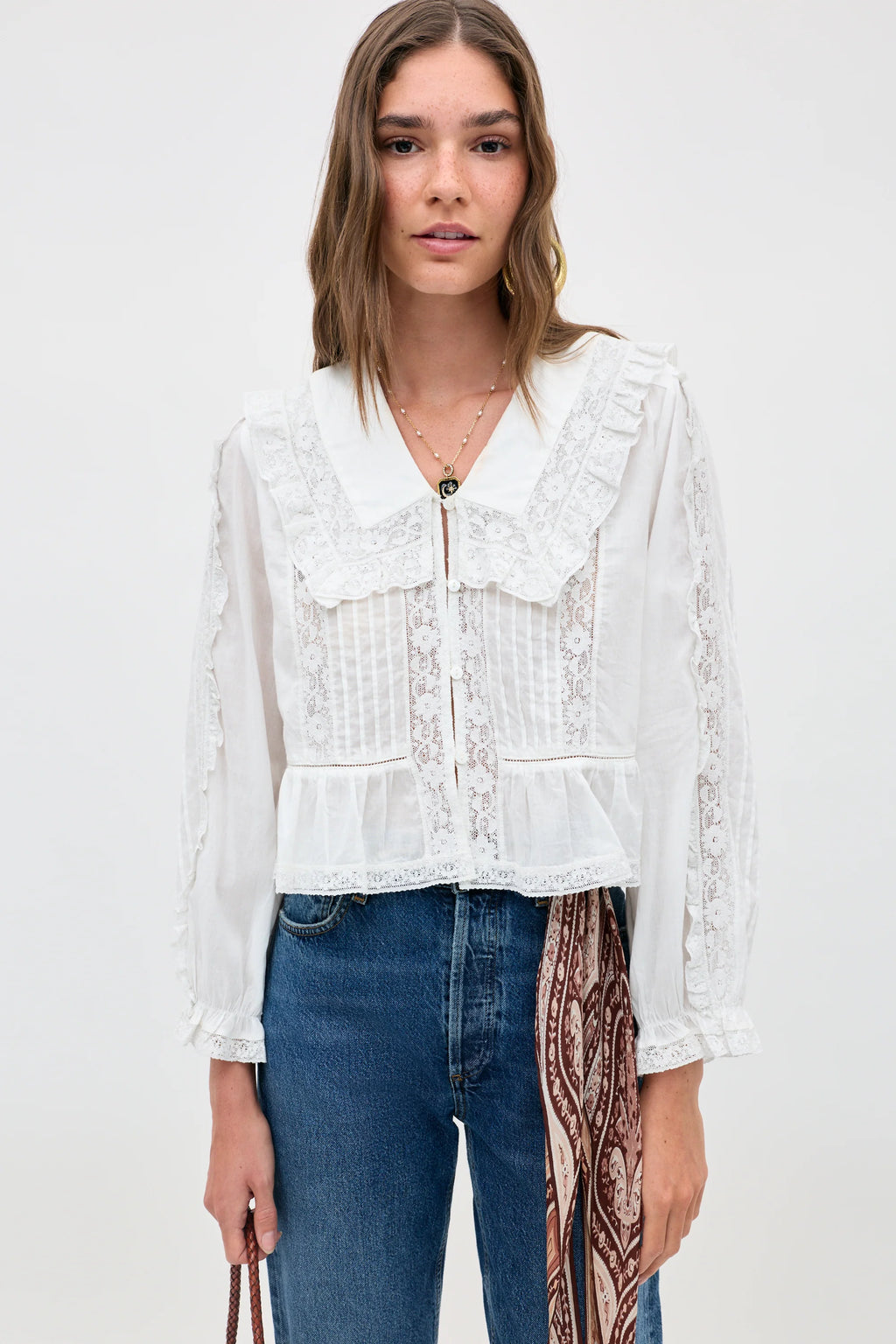 RIXO Maribelle Top in Ivory