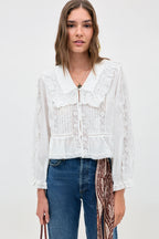 RIXO Maribelle Top in Ivory
