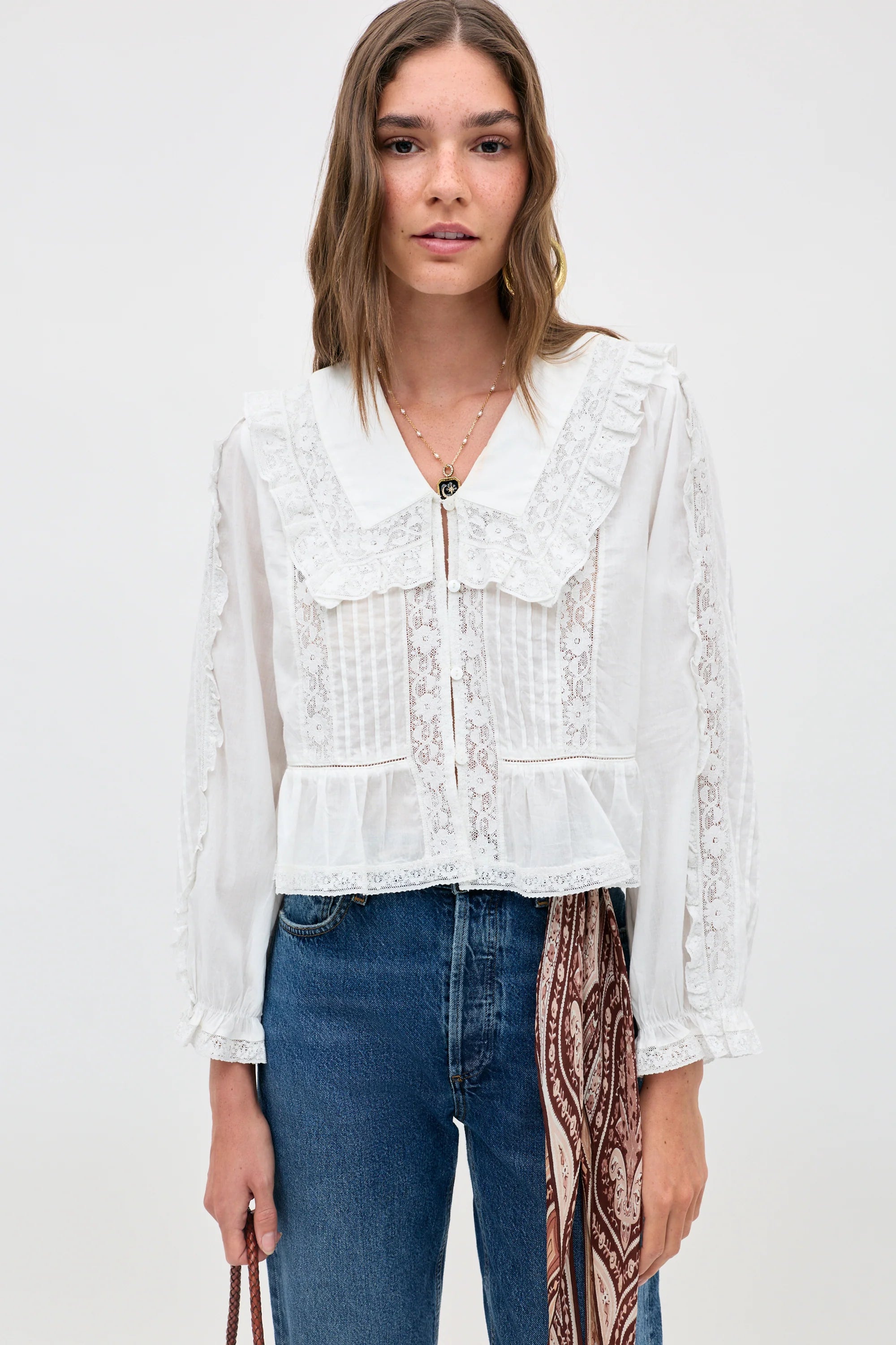 RIXO Maribelle Top in Ivory