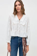 RIXO Maribelle Top in Ivory
