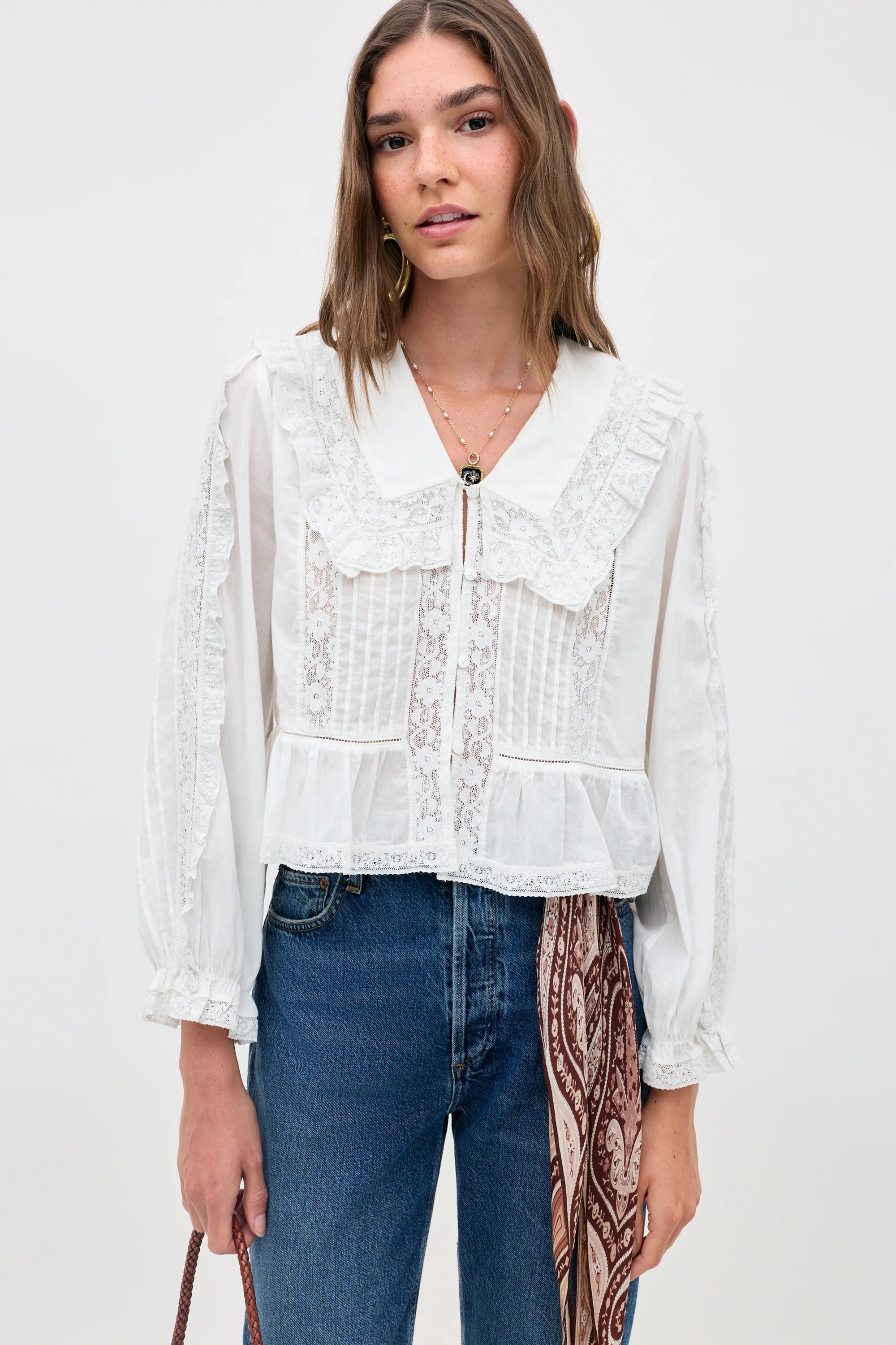 RIXO Maribelle Top in Ivory