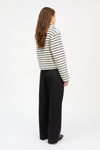 Skall Nessa T Neck Blouse in Ecru/Navy Stripe