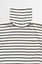 Skall Nessa T Neck Blouse in Ecru/Navy Stripe