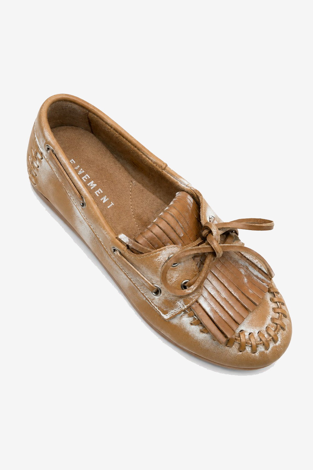 PAVEMENT Magda Loafers in Sand/White Leather