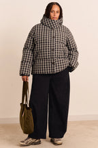 Damson Madder Pearl Hooded Puffer in Lyra Check