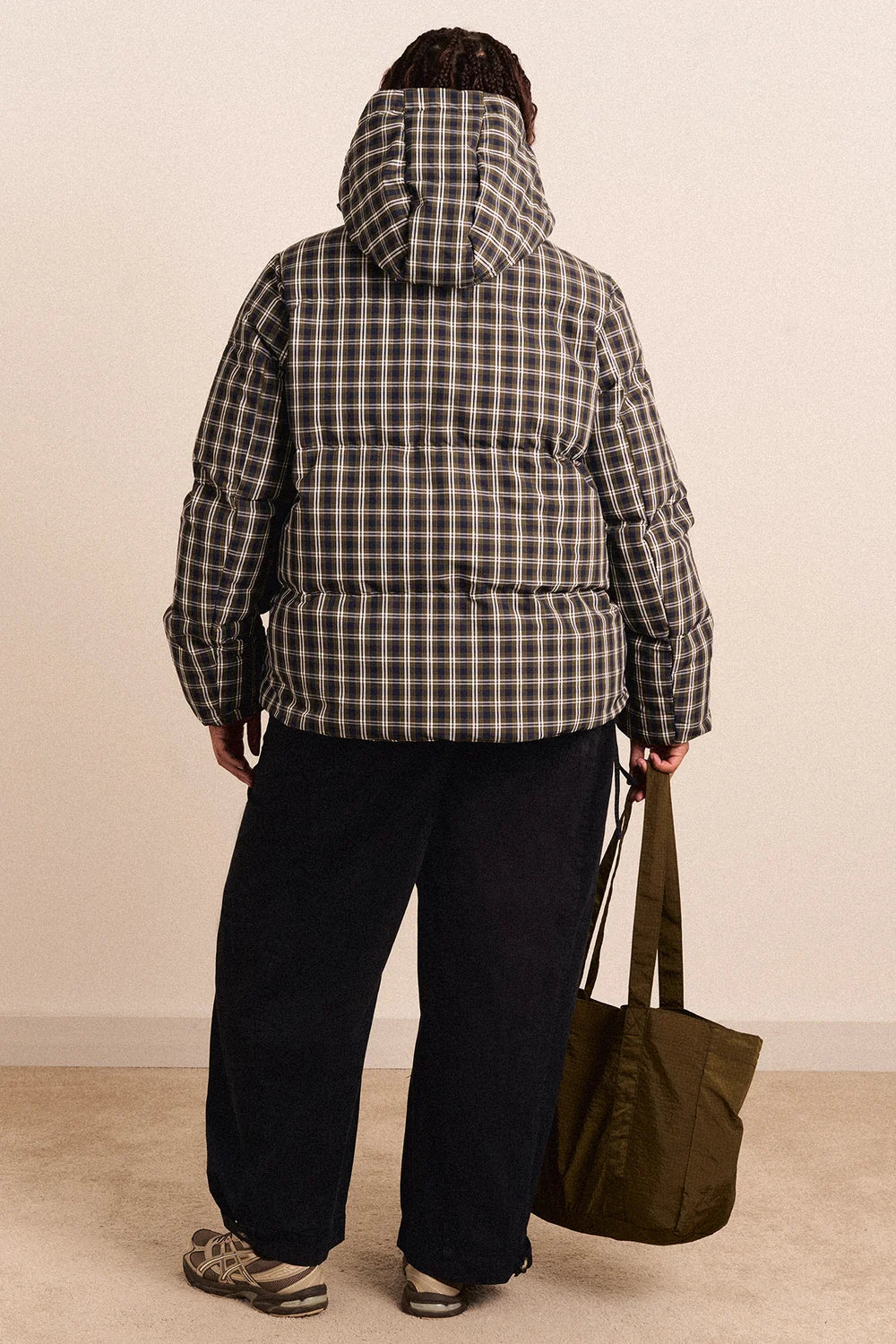 Damson Madder Pearl Hooded Puffer in Lyra Check