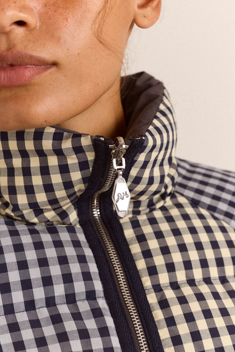 Damson Madder Reversible Opal Puffer in Mix Gingham