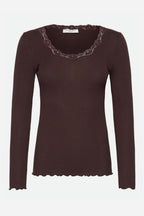 Rosemunde Babette Silk Long Sleeve U-Neck T-Shirt in Mole