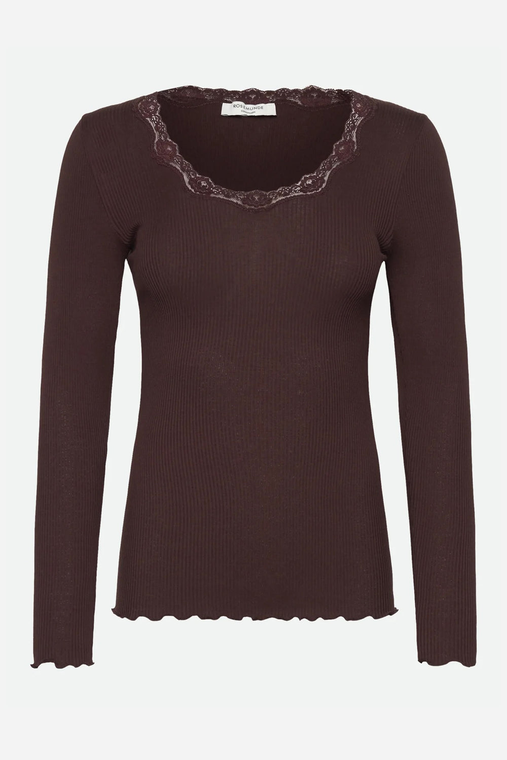 Rosemunde Babette Silk Long Sleeve U-Neck T-Shirt in Mole
