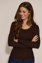 Rosemunde Babette Silk Long Sleeve U-Neck T-Shirt in Mole