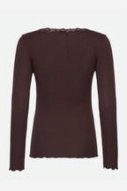 Rosemunde Babette Silk Long Sleeve U-Neck T-Shirt in Mole