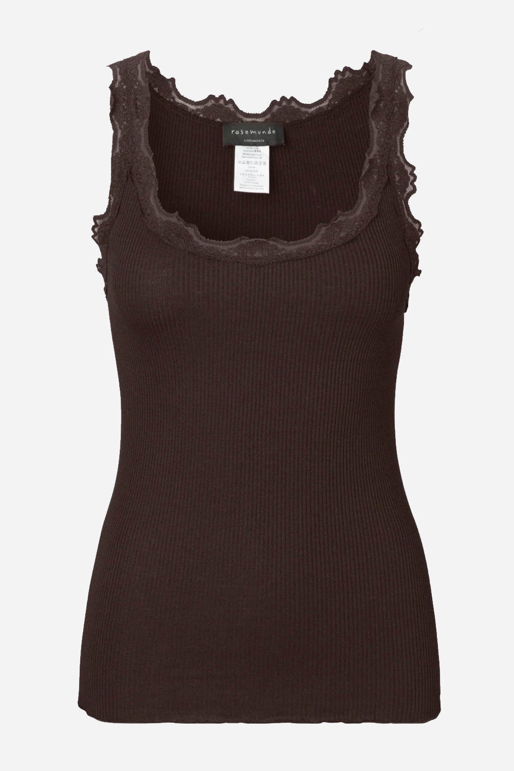 Rosemunde Babette Silk Short Sleeve U-Neck Lace Top in Mole