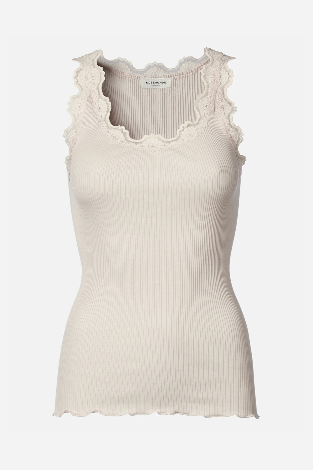 Rosemunde Babette Silk Short Sleeve U-Neck Top in Soft Rose