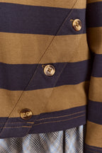 Damson Madder Scottie Long Sleeve Tee in Olive Stripe