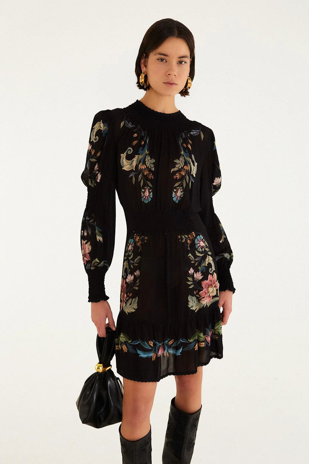 Farm Rio Natalia Black Minidress