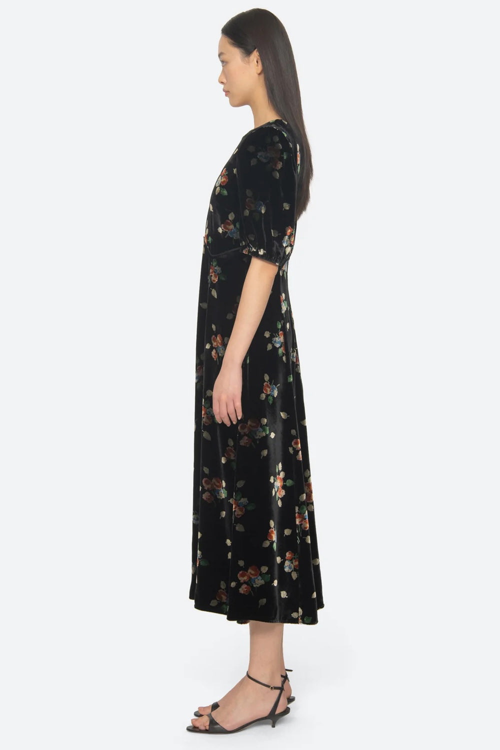 Sea NY Leda Velvet Puff Sleeve Dress in Black