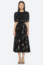 Sea NY Leda Velvet Puff Sleeve Dress in Black