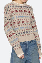 Sea NY Preston Knit Crew Neck Sweater in Cream