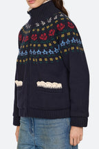 Sea NY Preston Knit Sherpa Lined Jacket in Navy