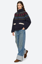 Sea NY Preston Knit Sherpa Lined Jacket in Navy
