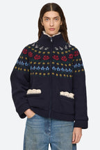 Sea NY Preston Knit Sherpa Lined Jacket in Navy