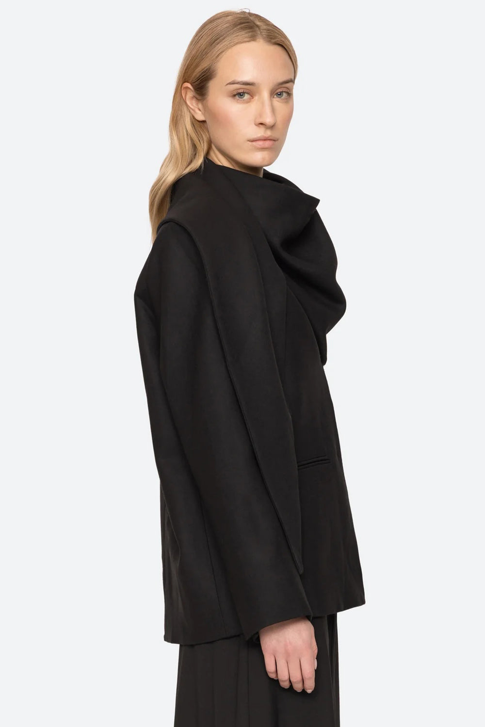 Sea NY Remi Tropical Scarf Blazer in Black