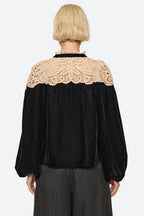 Sea NY Shiloh Embroidered Long Sleeve Top in Black