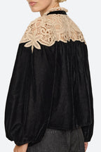 Sea NY Shiloh Embroidered Long Sleeve Top in Black