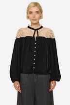 Sea NY Shiloh Embroidered Long Sleeve Top in Black