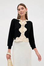 RIXO Tassia Merino Cashmere Cardigan in Black
