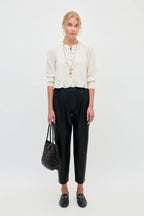 RIXO Tassia Merino Cashmere Cardigan in Cream