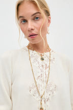 RIXO Tassia Merino Cashmere Cardigan in Cream