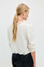 RIXO Tassia Merino Cashmere Cardigan in Cream