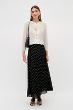 RIXO Tassia Merino Cashmere Cardigan in Cream