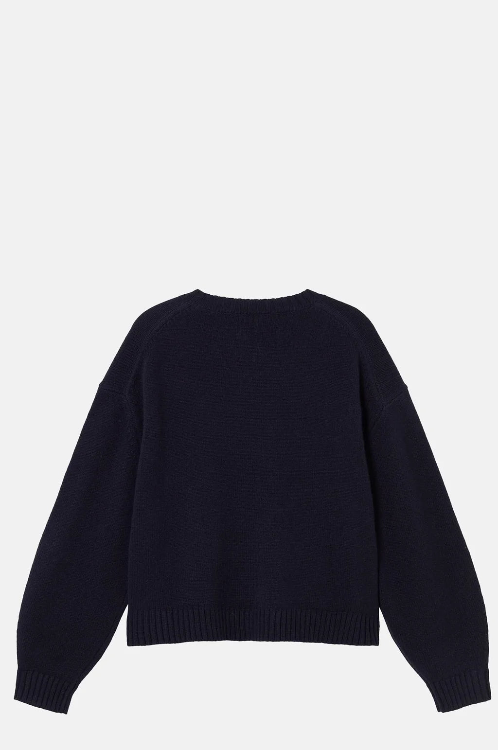 The Tiny Big Sister Buttoned Merino Wool Cardigan in Navy